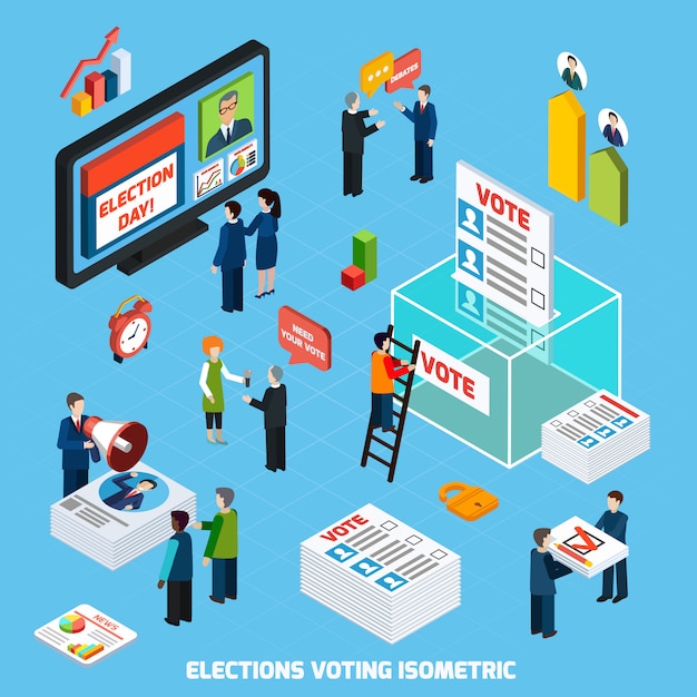 Vetor grátis eleições e composição isométrica de voto