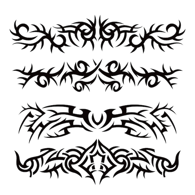 Vetor grátis elemento de borda de tatuagem tribal de design plano