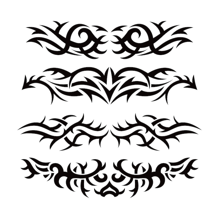 Vetor grátis elemento de borda de tatuagem tribal de design plano