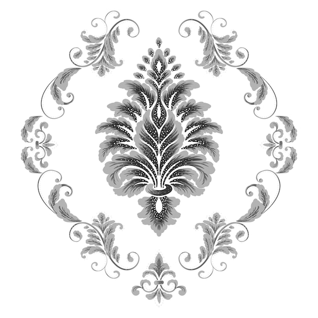 Elemento de damasco vetor isolado ilustração central de damasco luxo clássico ornamento de damasco à moda antiga textura vitoriana real para papéis de parede embrulho têxtil Vetor Premium