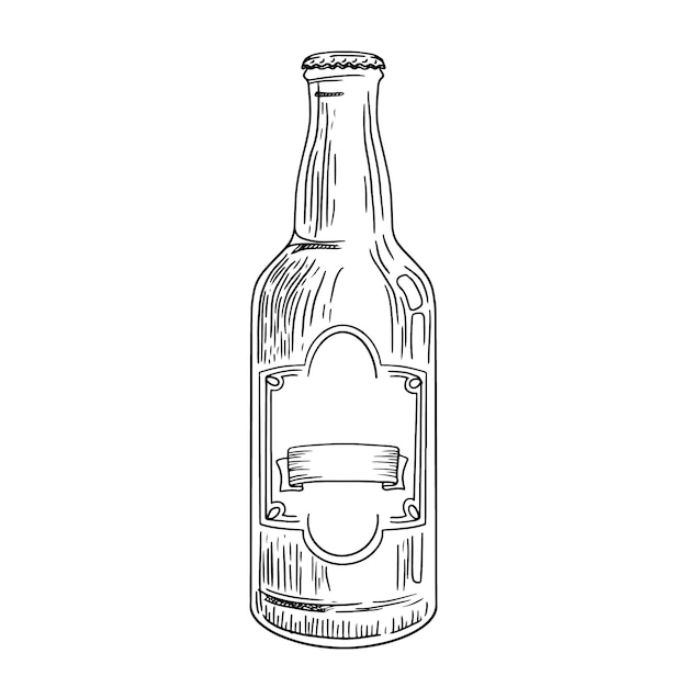 Vetor grátis elemento de desenho de garrafa de cerveja desenhado à mão