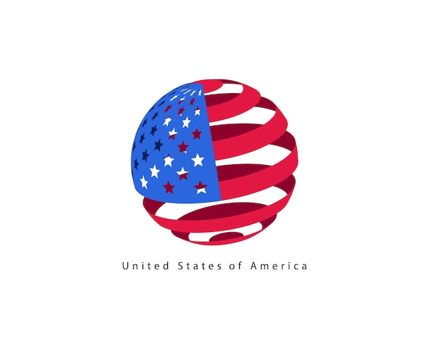 Elemento de design do vetor de estilo de bandeira dos eua. modelo de logotipo dos estados unidos da américa.