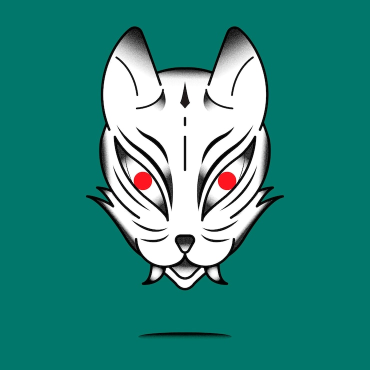Vetor grátis elemento de gato monstro japonês bakeneko em um vetor de fundo verde