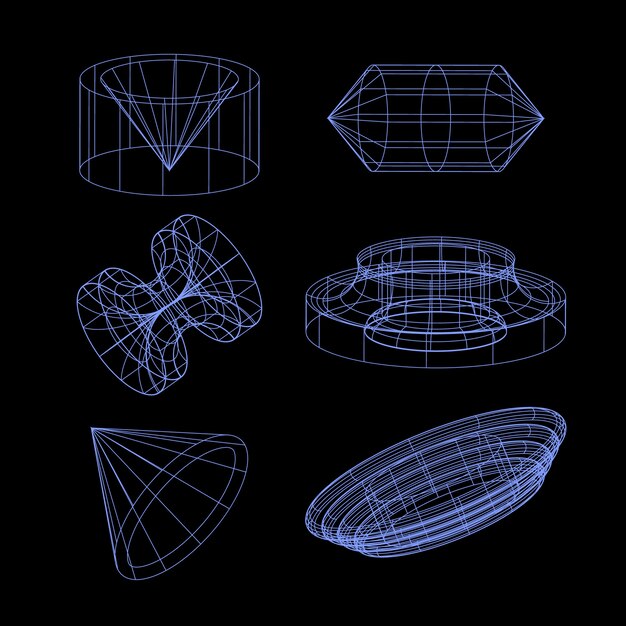 Elemento de malha 3D retrô futurista