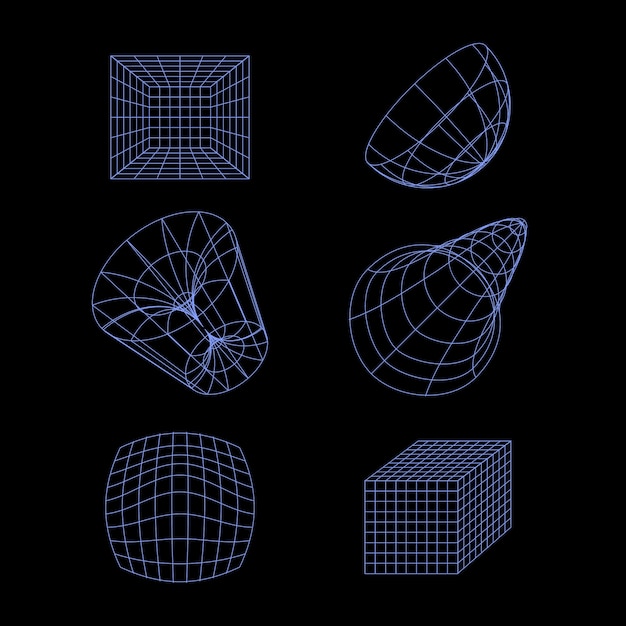 Vetor grátis elemento de malha 3d retrô futurista