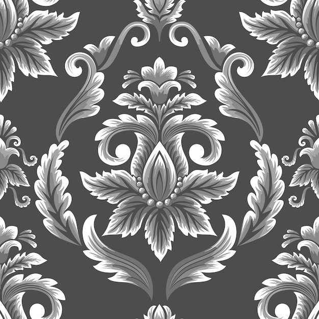 Elemento de padrão sem emenda de damasco vetorial luxo clássico ornamento de damasco à moda antiga textura perfeita vitoriana real para papéis de parede embrulho têxtil modelo barroco floral requintado