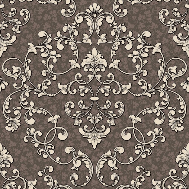 Vetor grátis elemento de padrão sem emenda do damasco vector floral damasco ornamento ilustração vintage