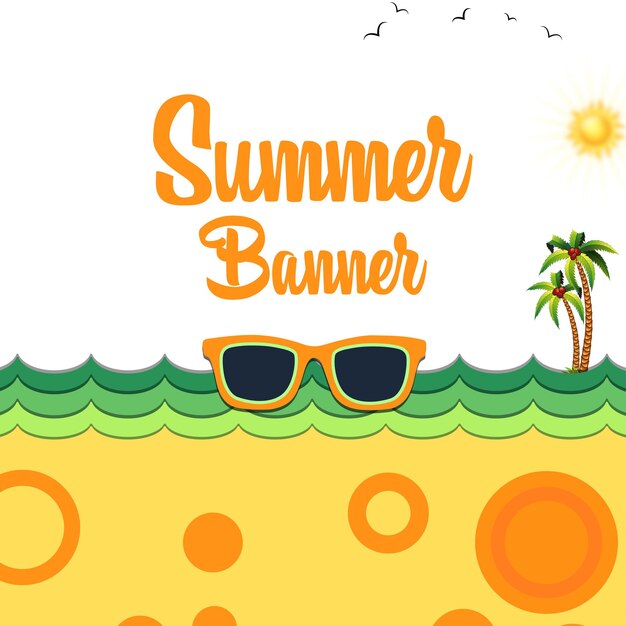 Elemento de verão laranja verde fundo colorido banner de design de mídia social Vetor grátis
