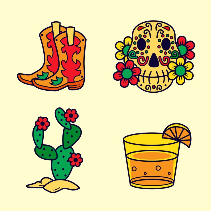 Vetor grátis elemento mexicano desenhado à mão