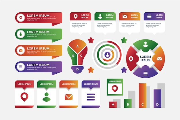 Elementos coloridos infográfico gradiente