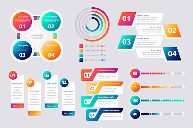 Elementos coloridos infográfico gradiente