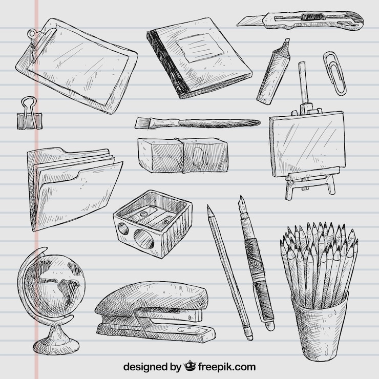 Vetor grátis elementos da escola desenho