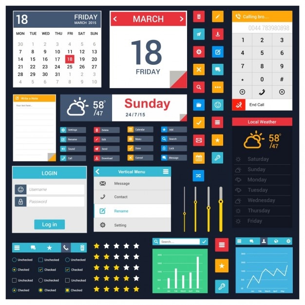 Vetor grátis elementos da interface web final para web e celular