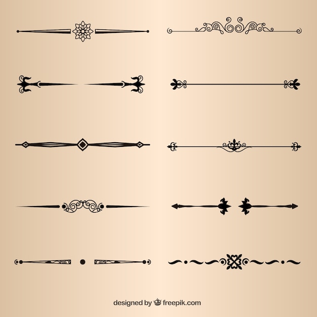 Elementos da página divisores decorativos vector