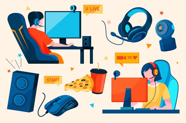 Elementos de conceito de streamer de jogo simples