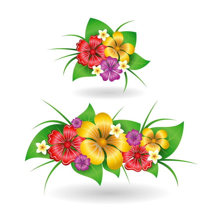 Vetor grátis elementos de decoração de flores tropicais