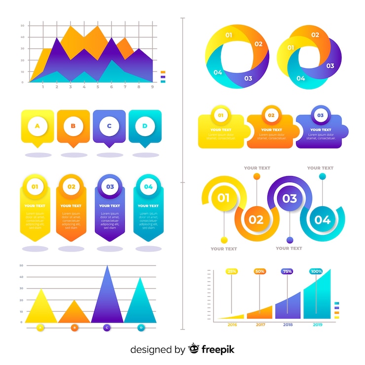 Vetor grátis elementos de infográfico de gradiente