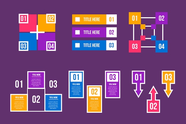 Elementos de infográfico em design plano