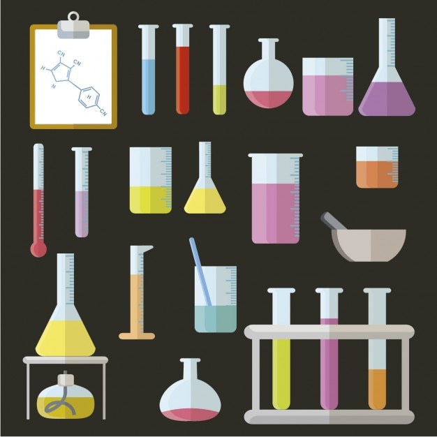 Elementos de laboratório em design plano