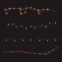 Vetor grátis elementos de luz de corda em fundo marrom escuro