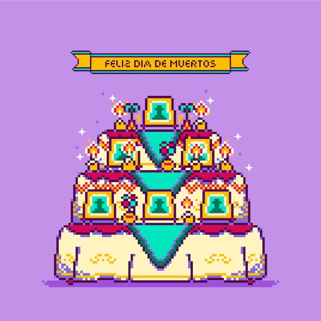 Vetor grátis elementos de pixel art de dia de muertos