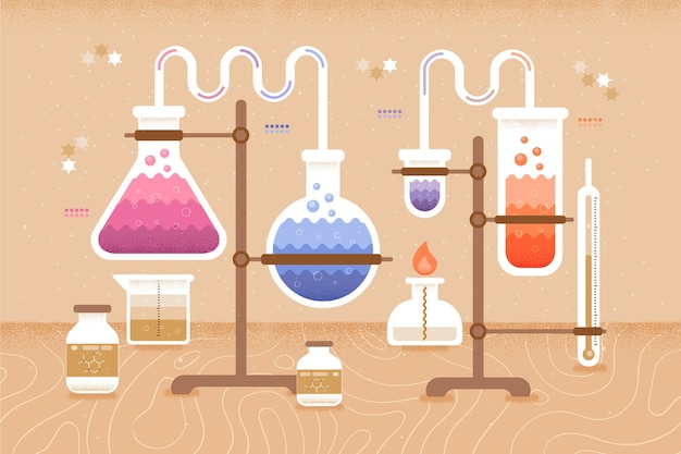 Vetor grátis elementos de química, volta ao conceito de escola