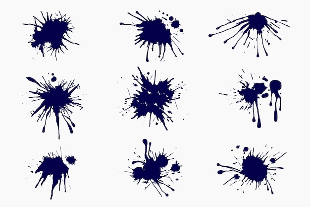 Elementos de respingos de tinta de design plano