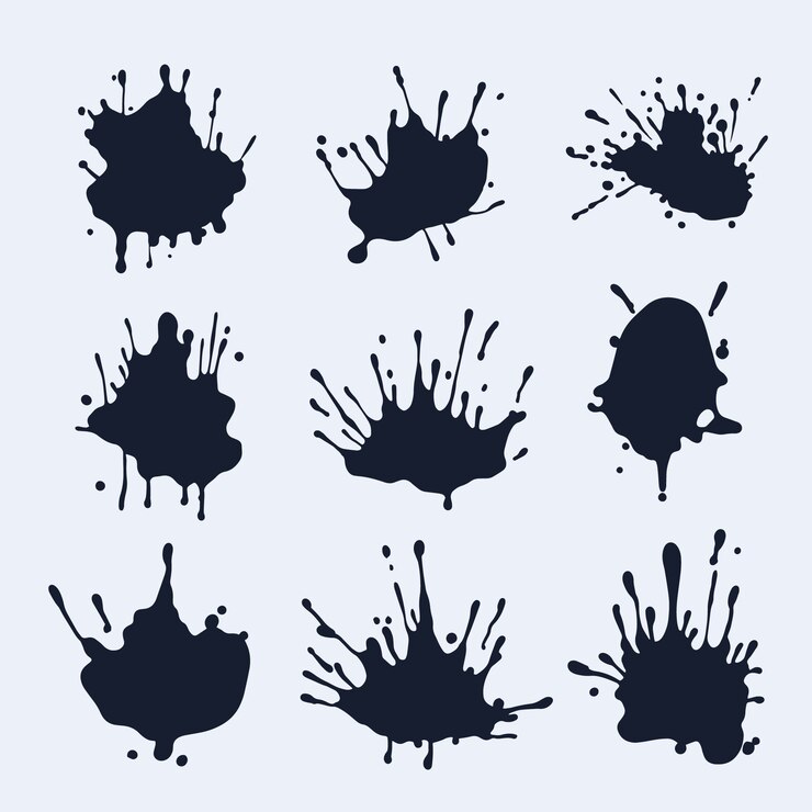 Vetor grátis elementos de respingos de tinta de design plano