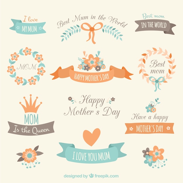Vetor grátis elementos decorativos para o dia das mães
