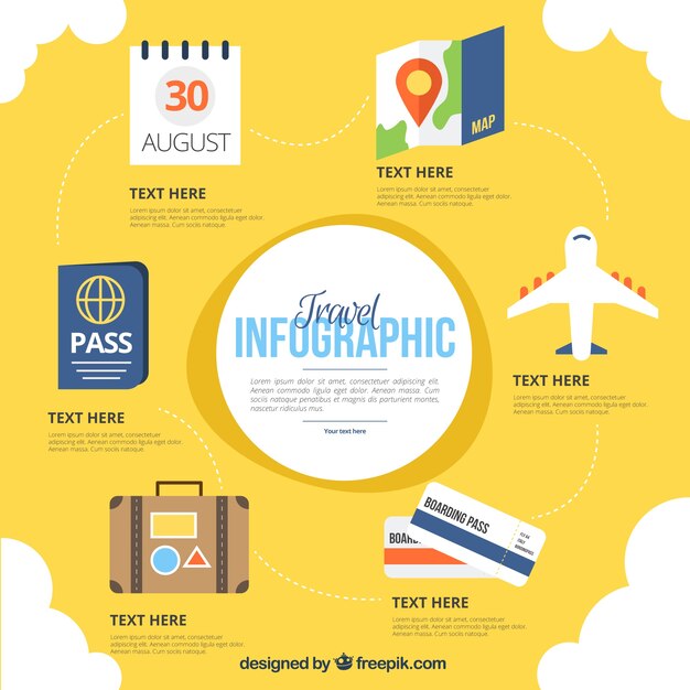 elementos desenhados mão infográficos viagem