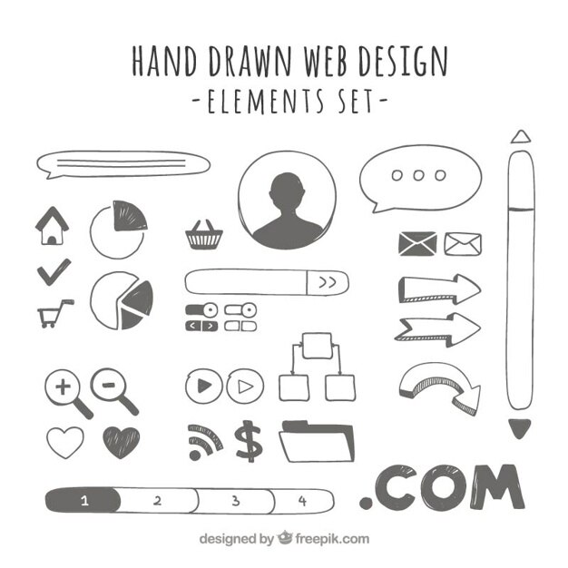Elementos desenhados mão web úteis