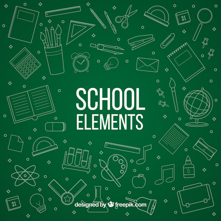 Vetor grátis elementos escolares no estilo do tabuleiro