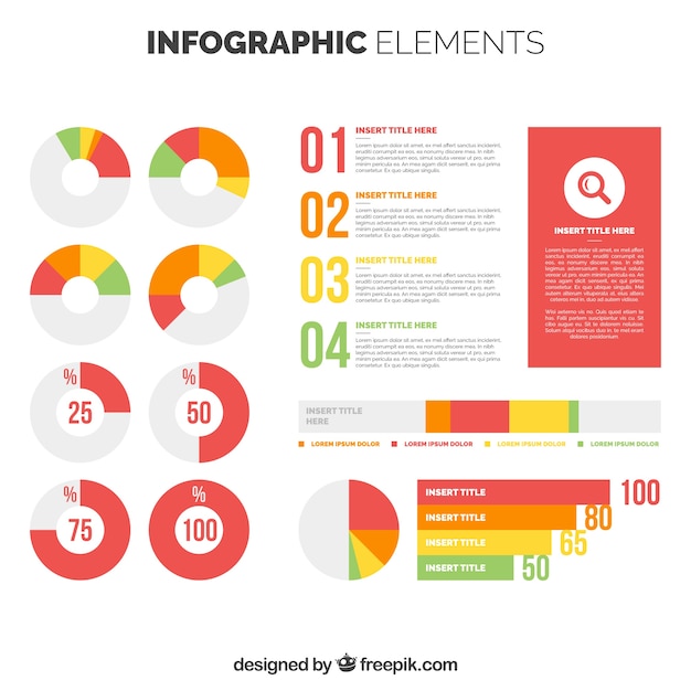 Elementos infográficos de etapas e opções