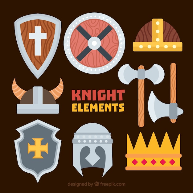 Vetor grátis elementos knight com estilo antigo