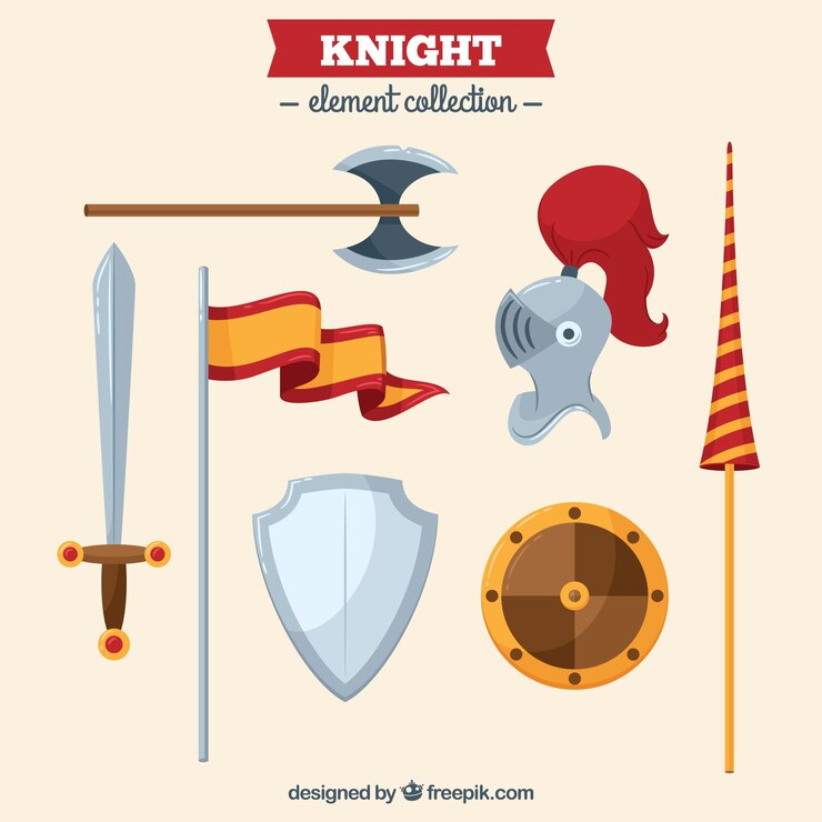 Vetor grátis elementos knight com estilo colorido