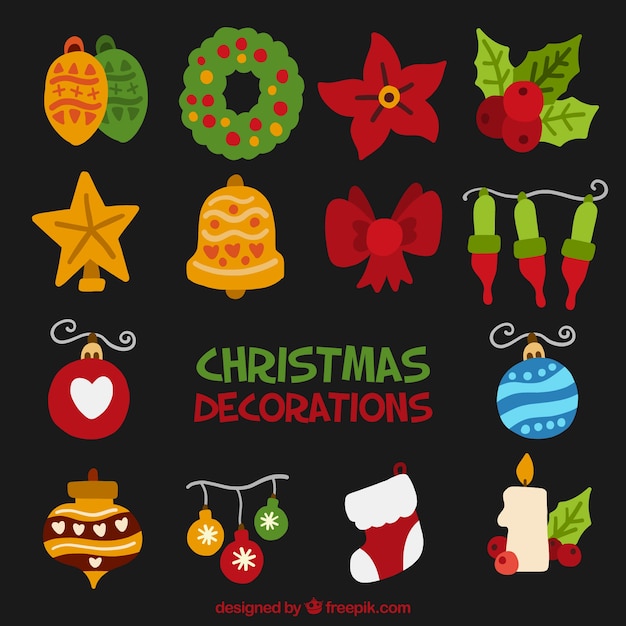 Vetor grátis elementos para a celebração do natal decoração