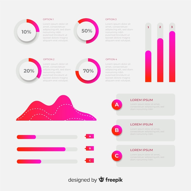 Elementos planos infográfico com coleção de estatísticas