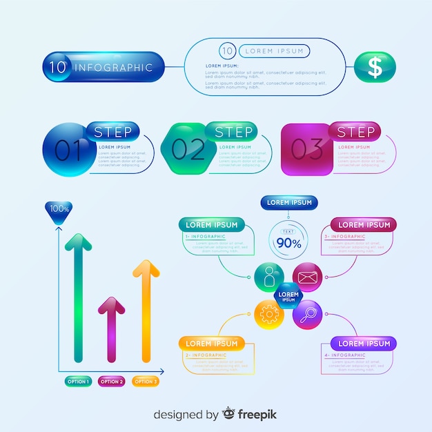 Elementos planos infográfico com coleção de estatísticas