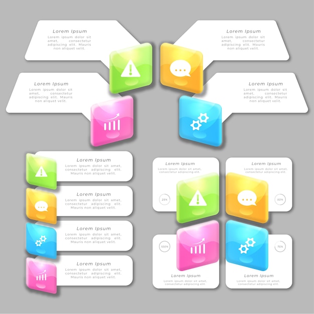 Vetor grátis elementos realistas brilhantes de infográfico