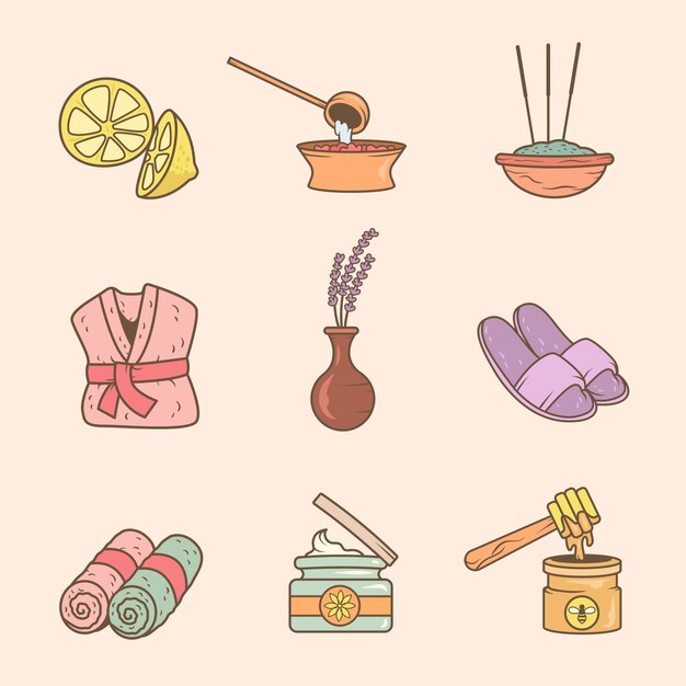 elementos spa desenhados mão
