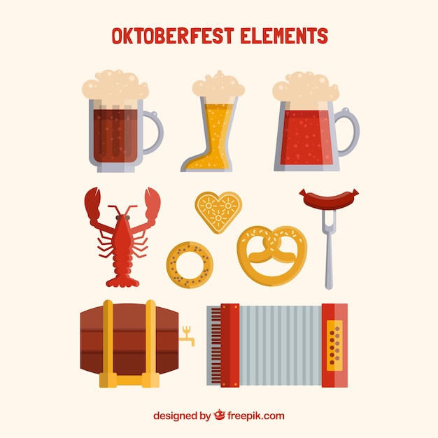 Vetor grátis elementos típicos para a oktoberfest