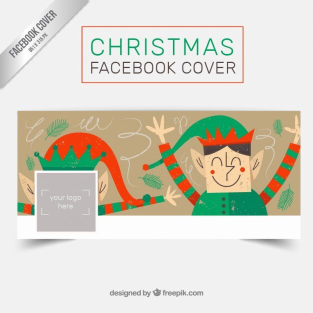 Elfs christmas facebook em um estilo retro