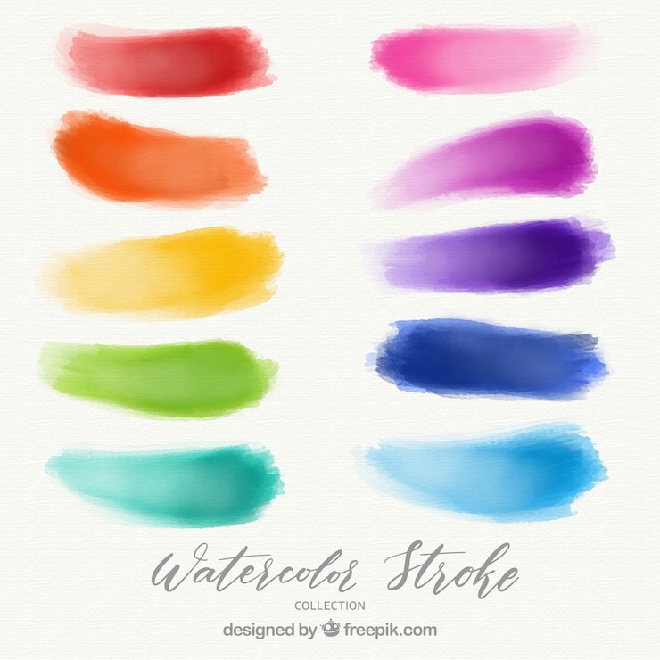 Vetor grátis embalagem colorida de pinceladas de aquarela