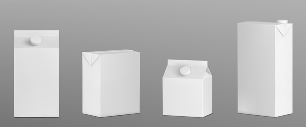 Vetor grátis embalagem de caixa de leite mockup de suco de cartão branco em branco