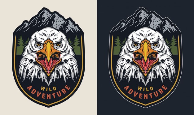 Emblema colorido de aventura selvagem vintage