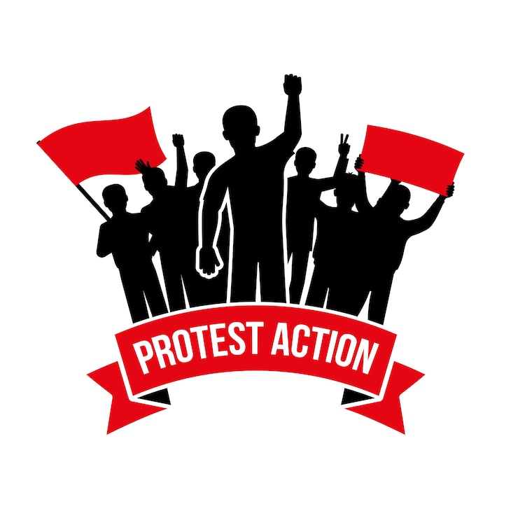 Vetor grátis emblema de ação de protesto