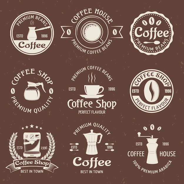 Emblema de café definido na cor