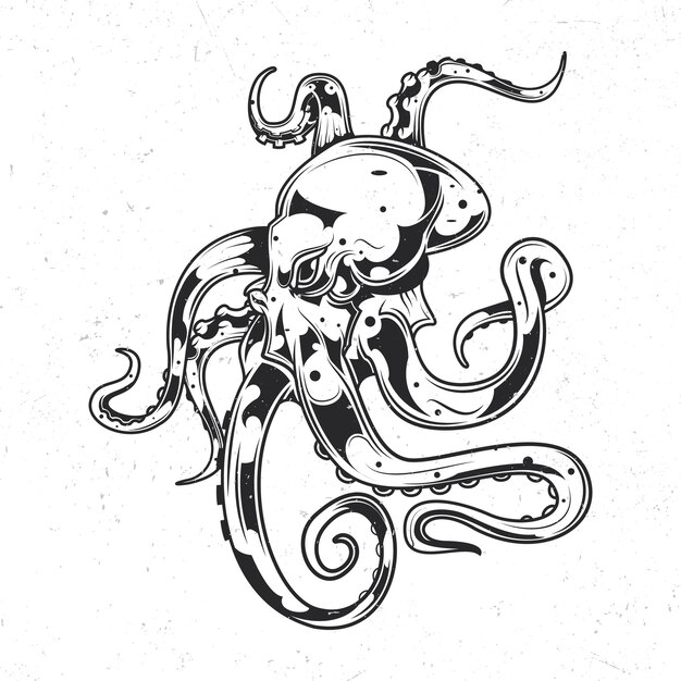 Emblema isolado com ilustração de polvo