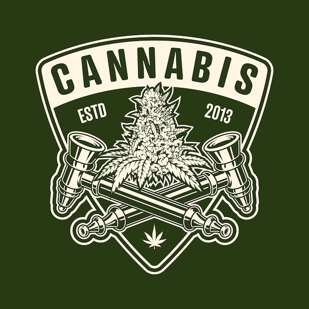 Emblema monocromática de cannabis
