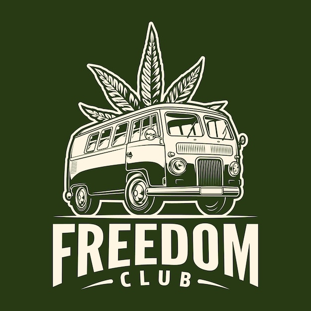 Vetor grátis emblema monocromática de cannabis